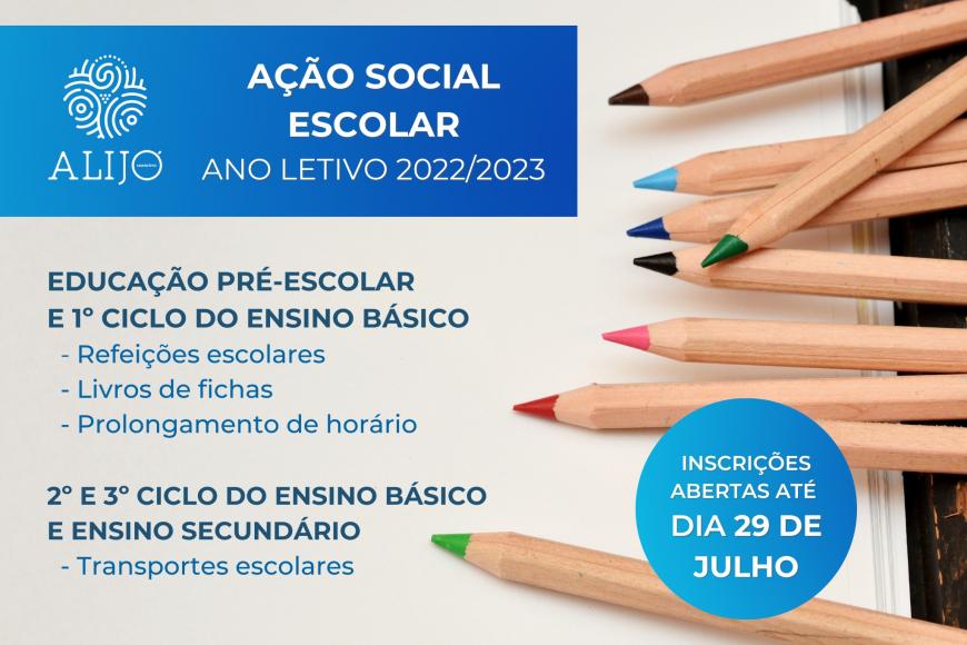 Inscri&ccedil;&otilde;es abertas para A&ccedil;&atilde;o Social Escolar - Ano letivo 2022/2023