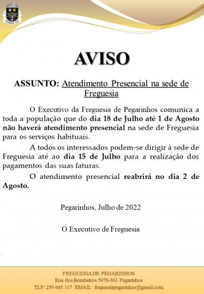 Atendimento Presencial temporariamente Encerrado